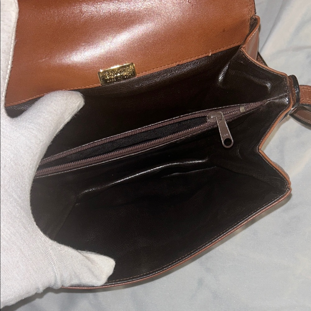 VINTAGE BALLY Cognac Brown Leather Saddle Crossbody Bag - Picture 4 of 4